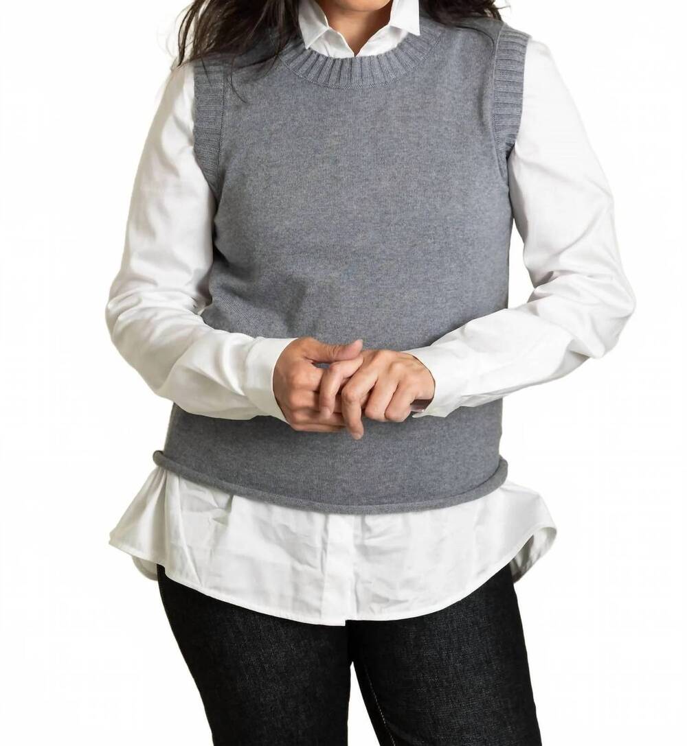 NEW HANNES ROETHER sleeveless knit sweater vest top in metro grey